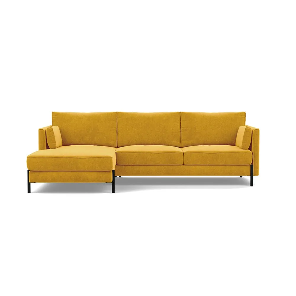Heal's Tortona Left Hand Facing 4 Seater Corner Chaise Smart Luxe Velvet Canary Black Feet 1
