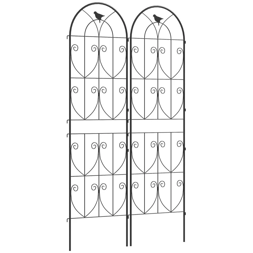 OUTSUNNY Set of 2 Metal Garden Trellis, Outdoor Trellis Panels, 180 x 50cm in Black 2