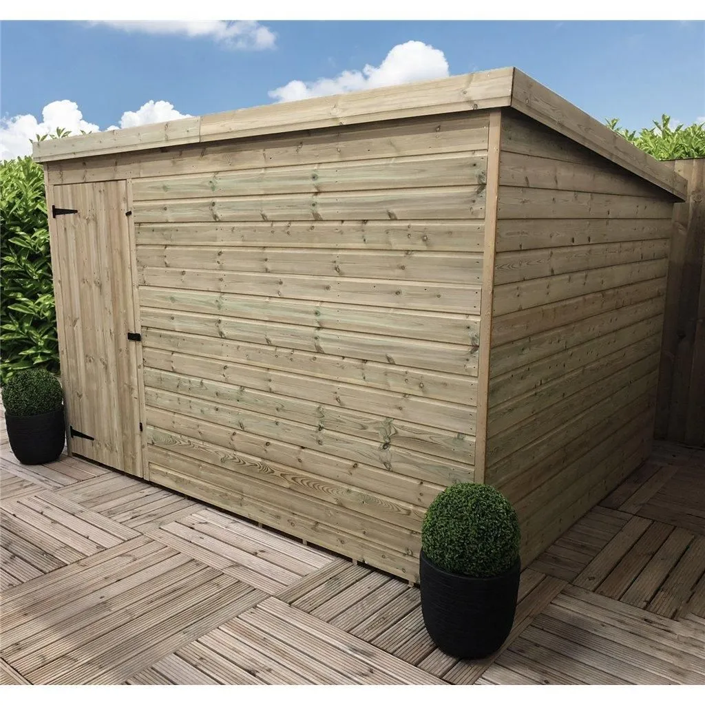 Marlborough 9 x 3 Pressure Treated Pent Garden Shed with Single Door in Natural 5