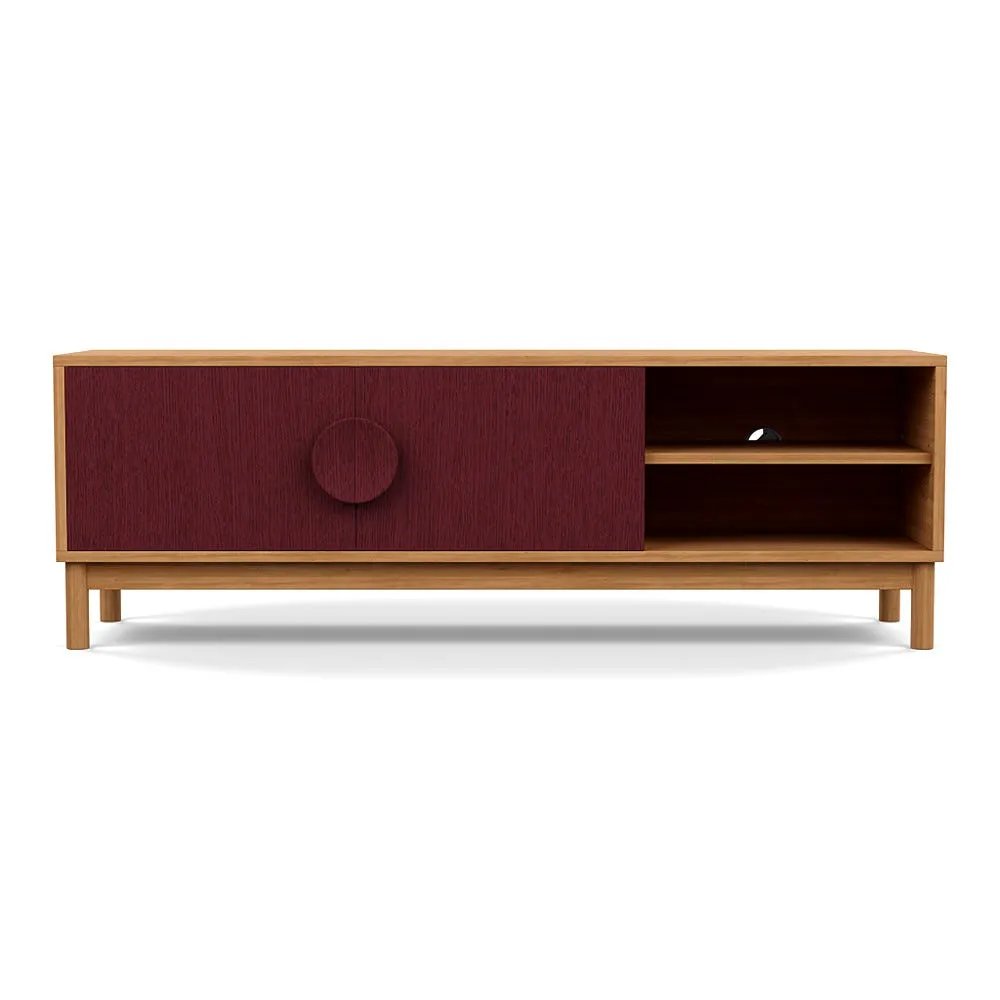 Heal's Tinta AV Unit Natural Oak Frame Red Stain Doors 1
