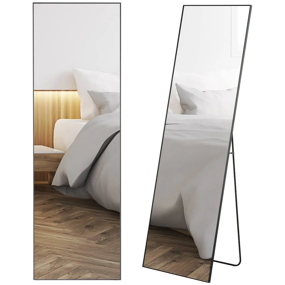 HOMCOM Full Length Mirror, Standing or Wall-Mounted Dressing Mirror, Black 2