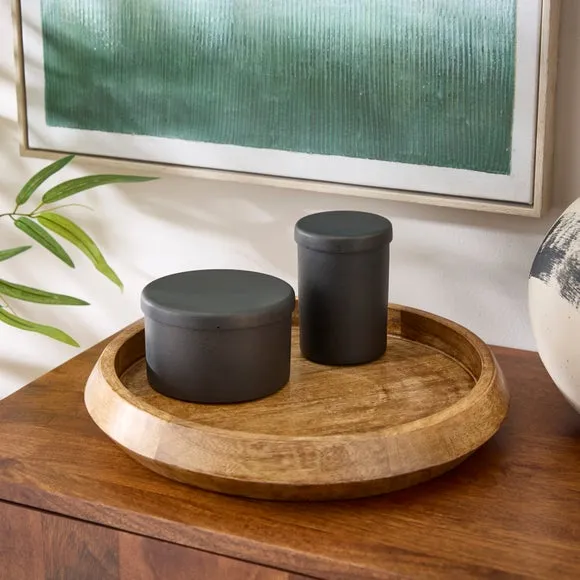 Round Mango Wood Angled Edge Tray