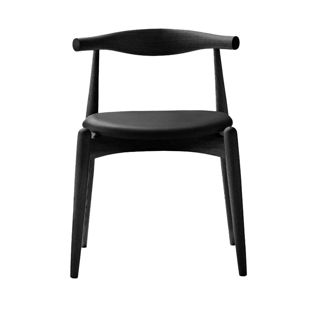 Carl Hansen & Son CH20 Dining Chair Black Painted Oak Thor Leather 301 Seat 2