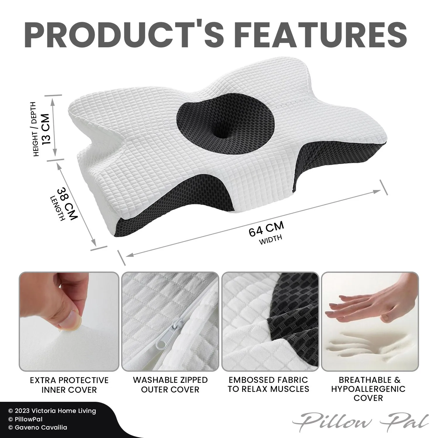GAVENO CAVAILIA Cervical Memory Foam Pillow in White 3