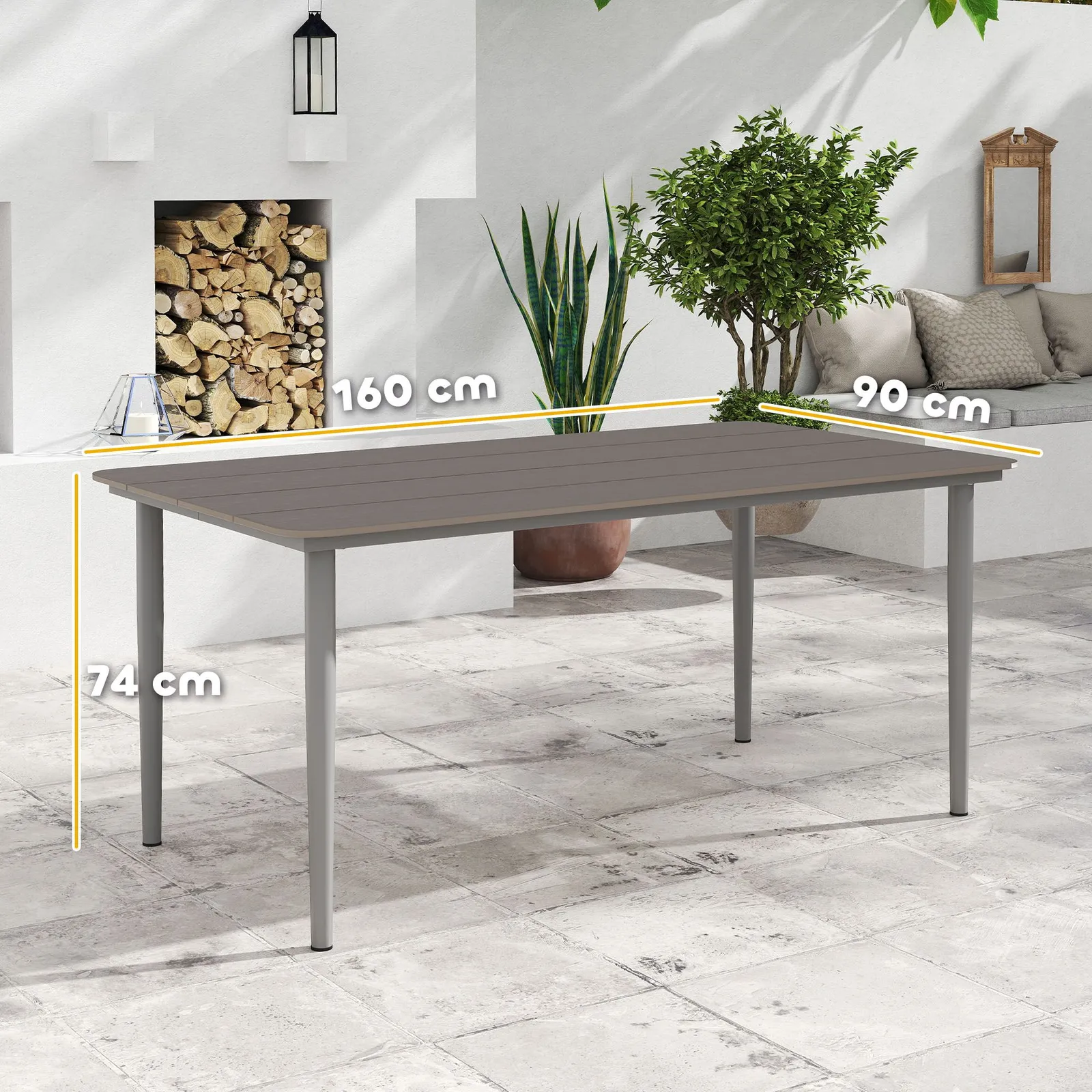 OUTSUNNY Garden Table with Rust Resistant Metal Frame in Dark Grey 3