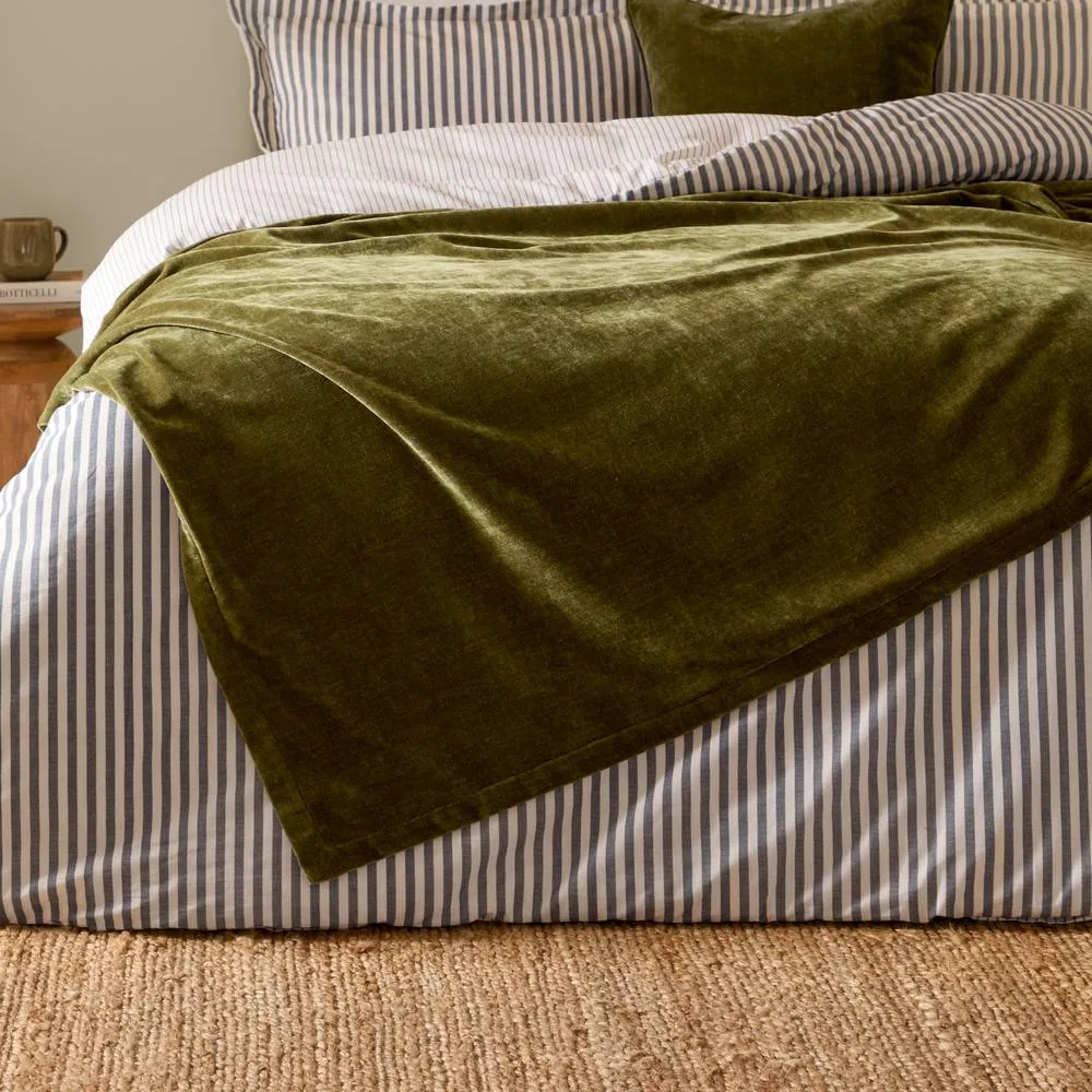 Yard Heavy Chenille Velvet Throw in Olive