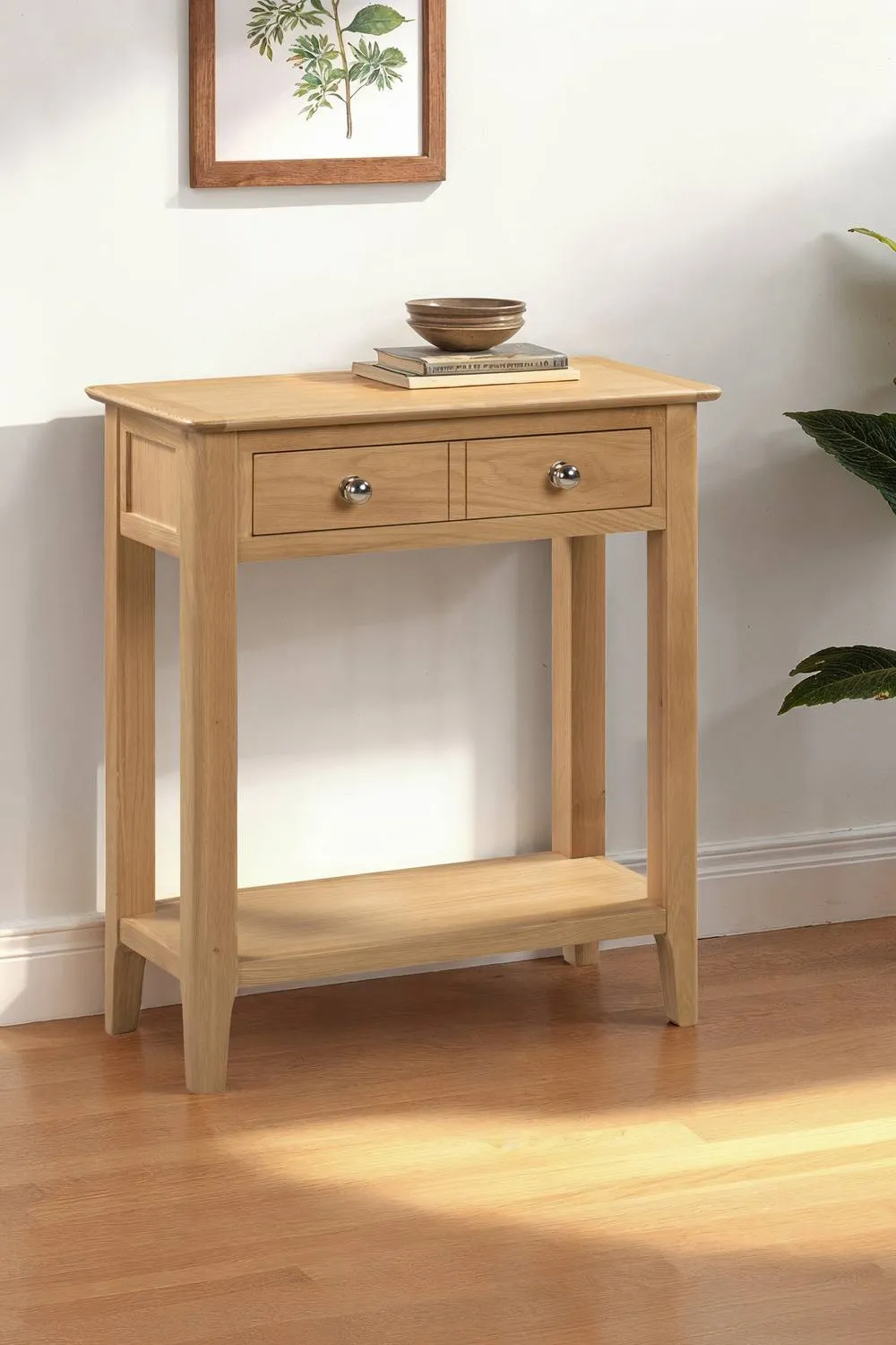 Julian Bowen Cotswold 2 Drawer Console Table with Shelf in Light Oak