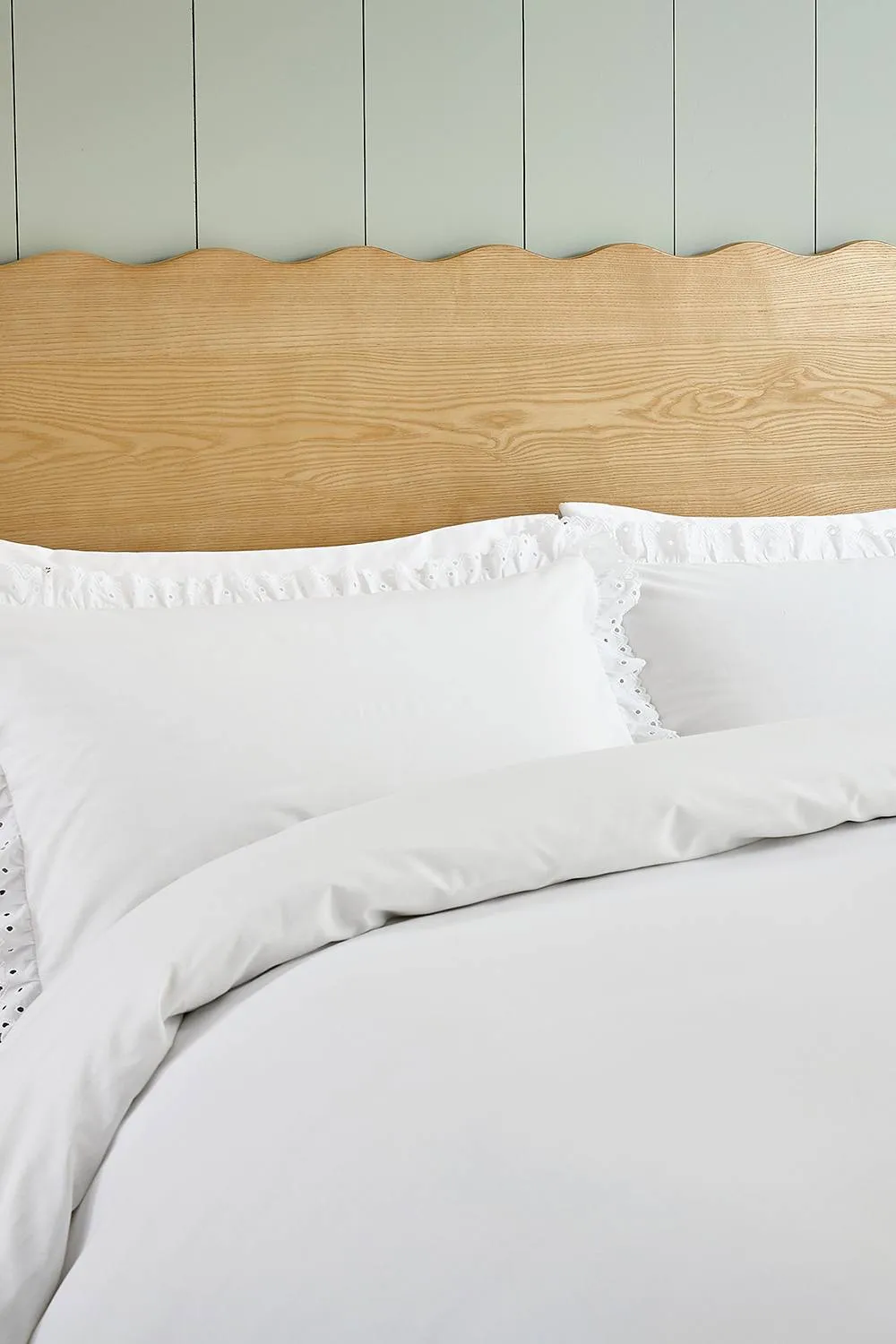 Helena Springfield 'Clara Embroidered Frill' Cotton Duvet Cover Set in White 2