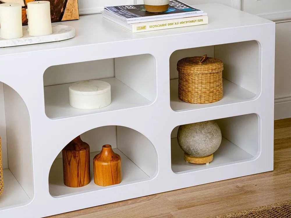 Vente-unique TV Stand With 7 Shelves - White - LUELA 6