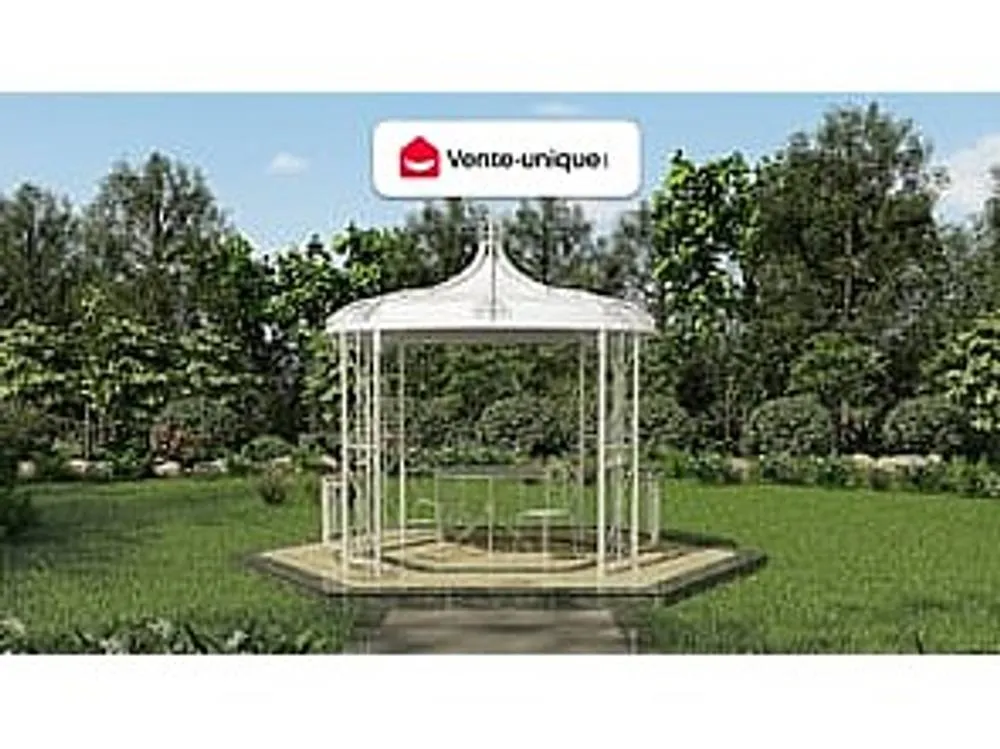 Vente-unique Wrought Iron-Style Metal Garden Pavilion - D300 X H305 Cm - White 4
