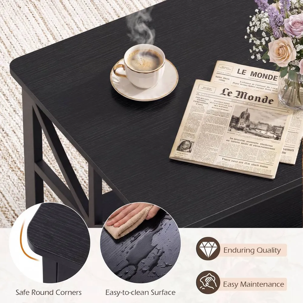 Costway Industrial Farmhouse Accent Table in Black 3