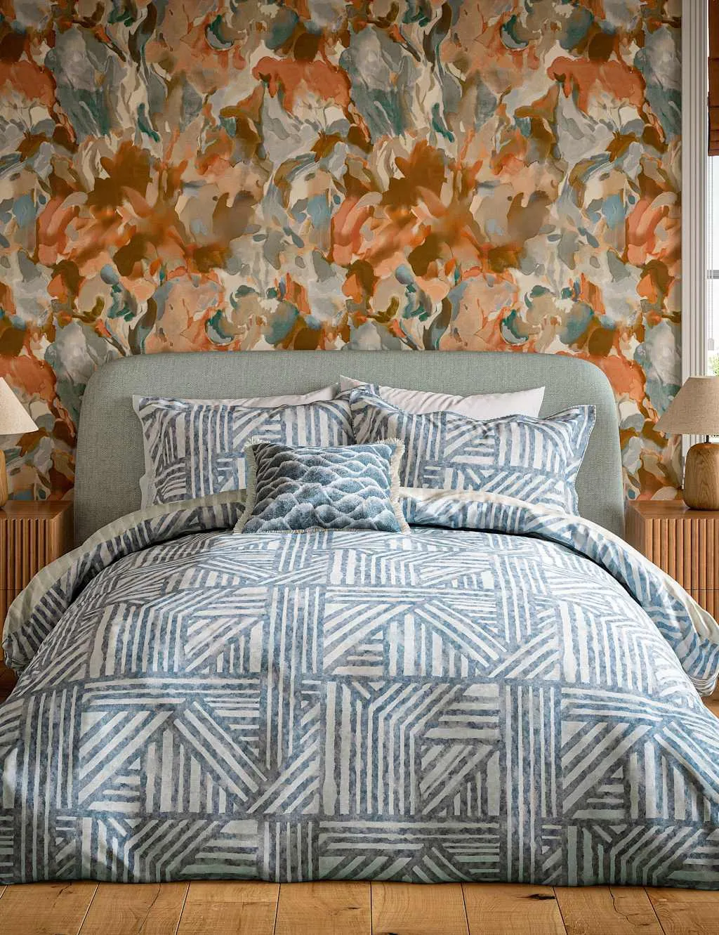 Harlequin Pure Cotton Crater Bedding Set Blue