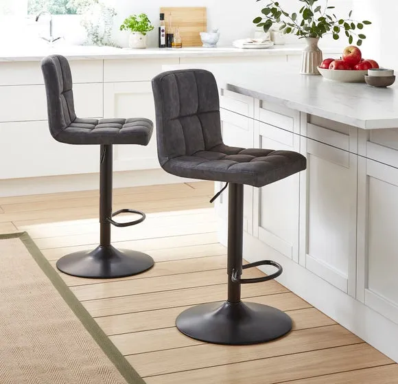Jasmine Adjustable Height Swivel Bar Stool, Faux Leather 1