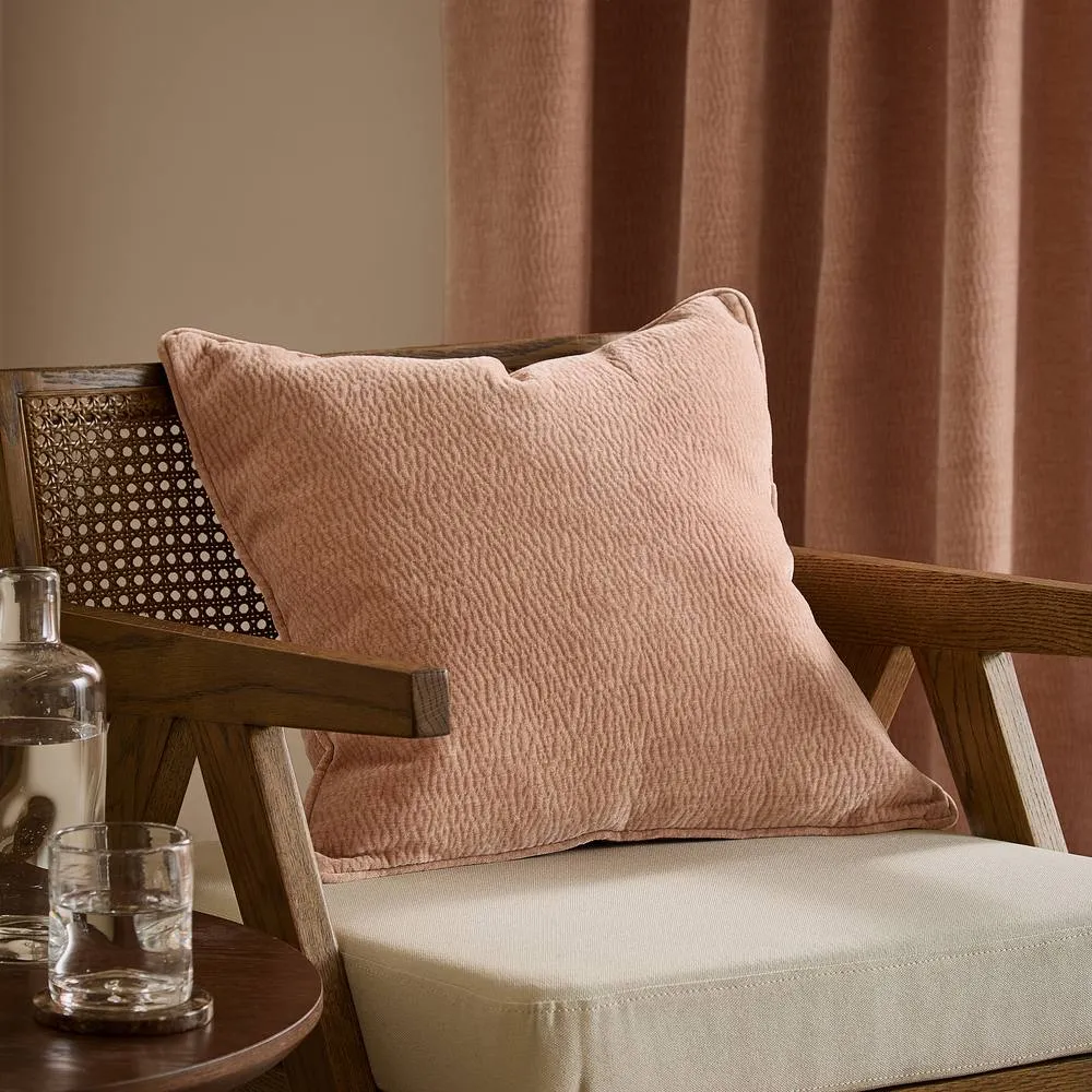 Yard Heath Washed Velvet Textured Cushion Cotta 50 X 50Cm, Red