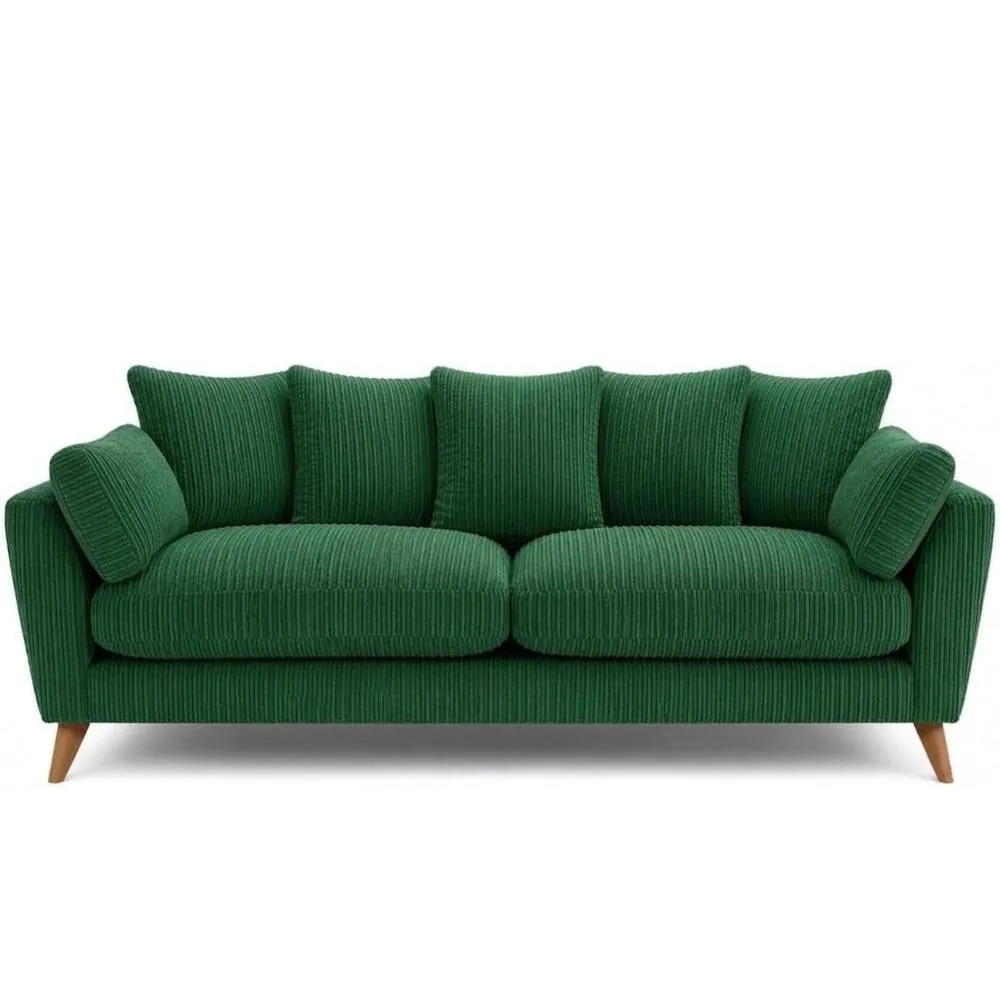 Bliss Furniture Harlow Jumbo Cord 2 Seater Sofa, Modern Tailored Design in Green
