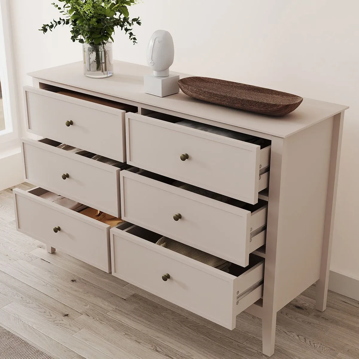 Melody Maison Large 6 Drawer Chest Of Drawers - Rowley Taupe Grey Range in Beige 2