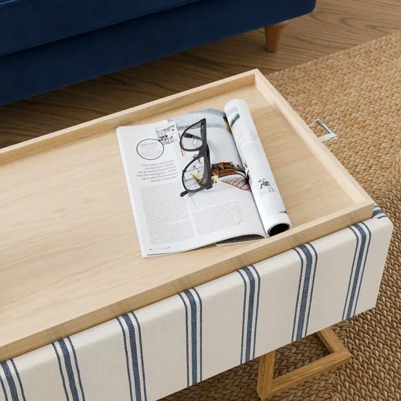 Holland Folkstone Stripe Tray Table Ottoman 3