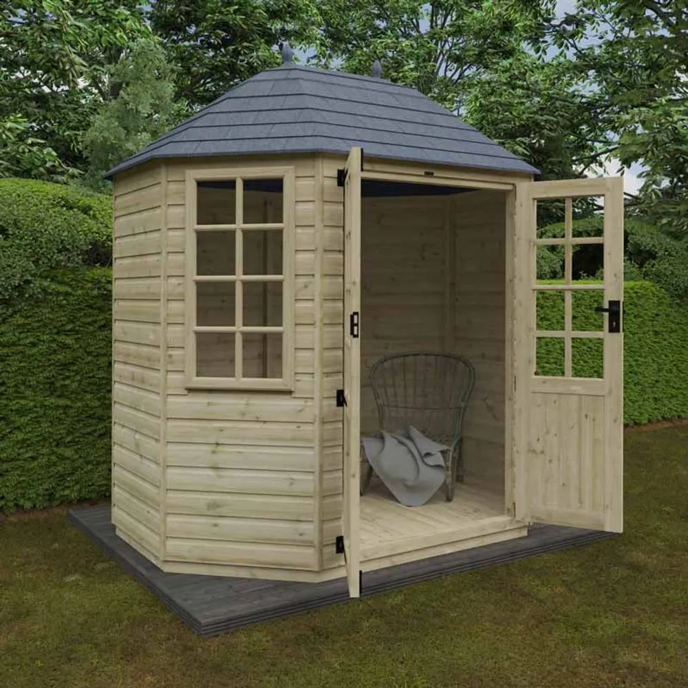 Buttercup Farm 8 x 6 Feet Tanalised Octagonal 16mm Shed - Solid Wood/Softwood/Pine in Natural 2