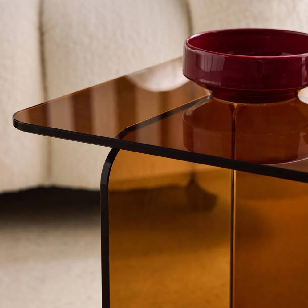 sweeek Square coffee table tempered glass in Amber 6