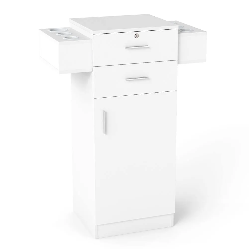 Costway Beauty Salon Storage Cabinet Locking Beauty Styling Equipment Station in White 3