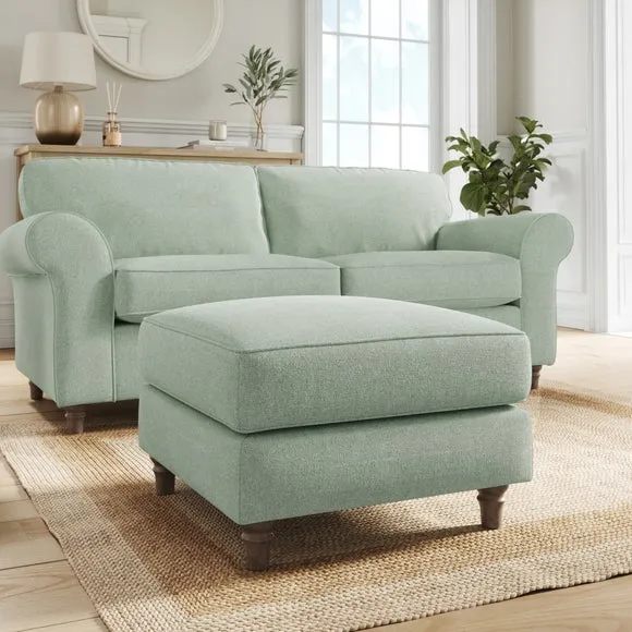 Flori Soft Chenille Footstool 1