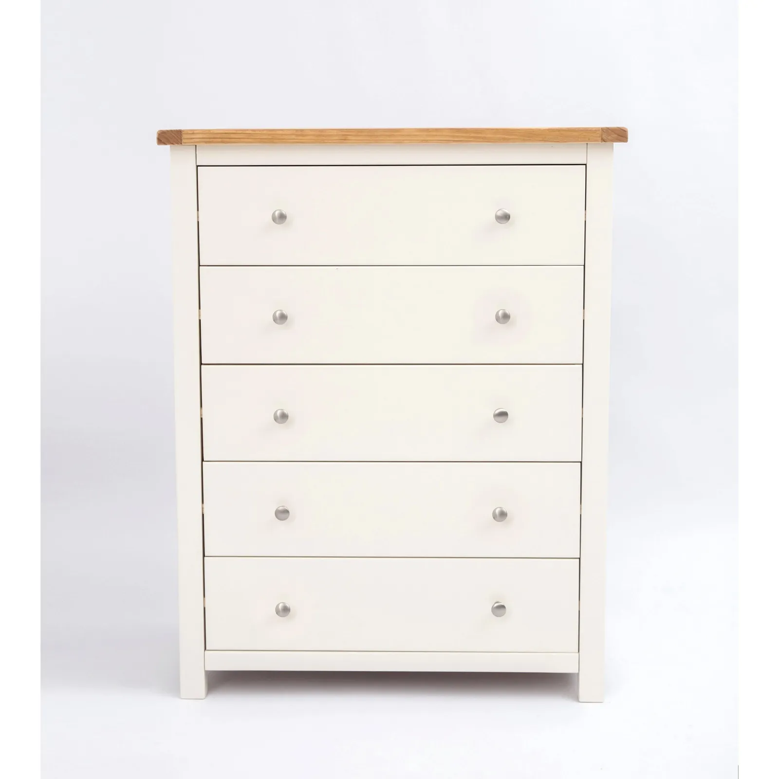 Cabinet Bits Maggiori 5 Drawer Chest of Drawers Chrome Knob in Off-White