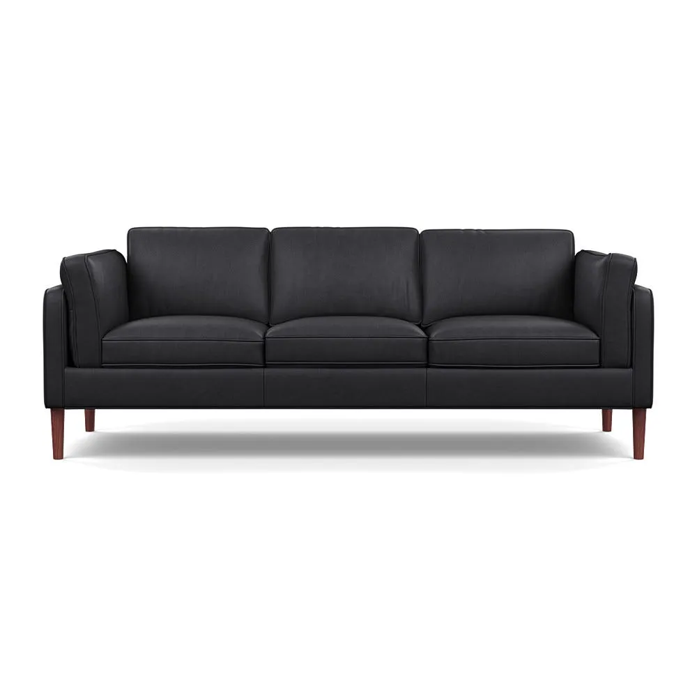 Heal's Sonno 4 Seater Sofa Linea Leather Black 622 Walnut Feet 1