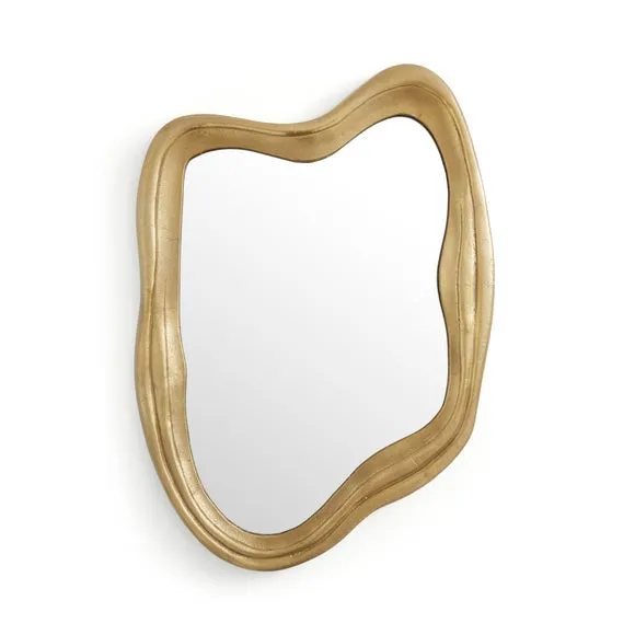 Cast Aluminium Antique Gold Organic Shaped Wall Mirror 3