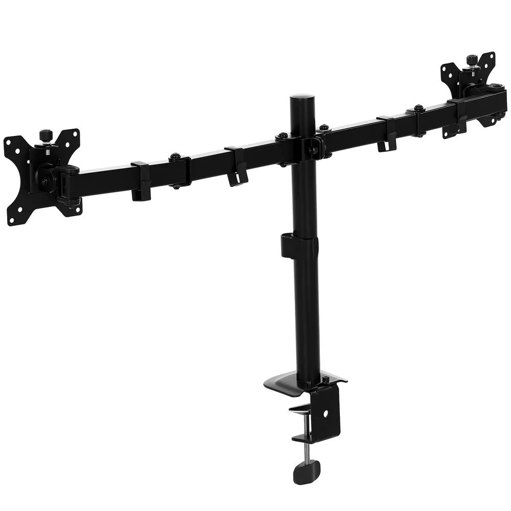 HOMCOM Dual Monitor Stand for 2 Screens up to 32", Height Adjustable, Black