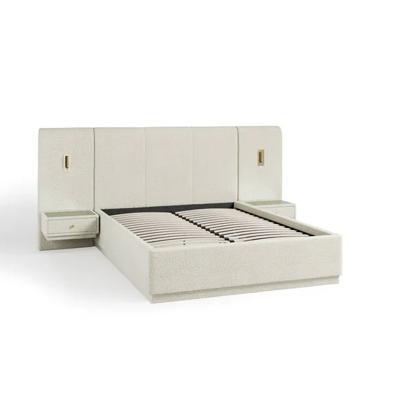 Oversized Ottoman Hotel Bed Frame, Boucle 6