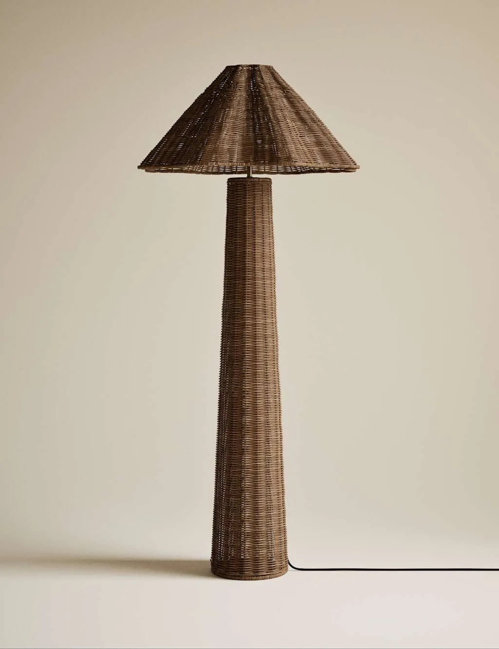 M&S Wicker Scallop Flare Floor Lamp Natural