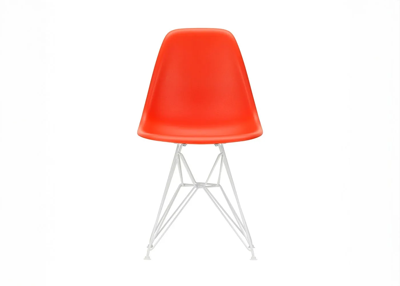 Vitra Eames DSR Chair Poppy Red White Powder Coated Base 04 Glides