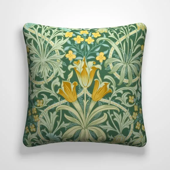 William Morris At Home Woodland Weeds Evergreen Cotton Made to Measure Cushion Cover 2
