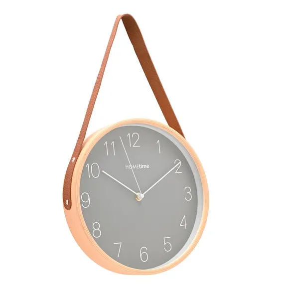 Hometime Round Wooden Wall Clock with Hanging Belt 2