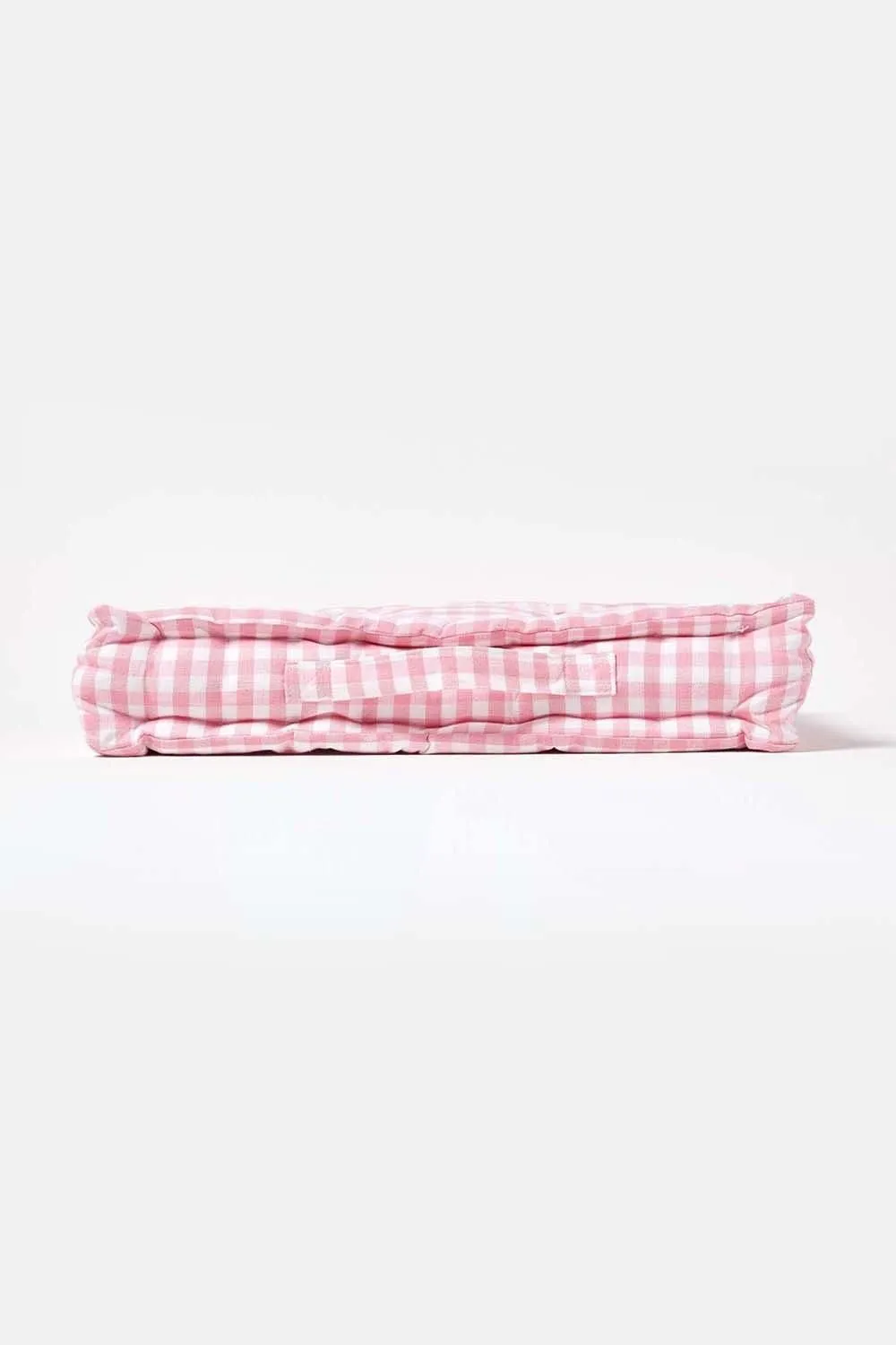 Homescapes Cotton Gingham Check Floor Cushion in Pink 5