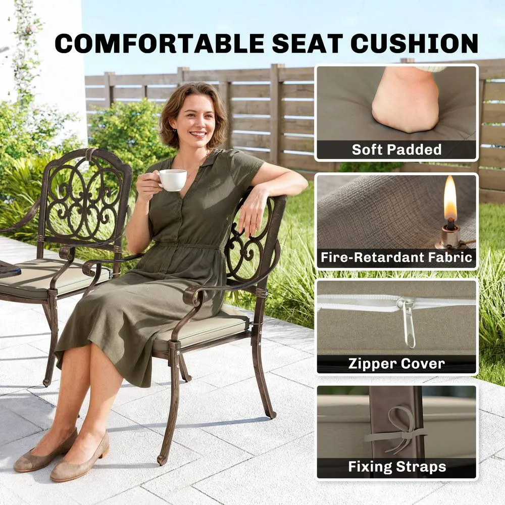 OUTSUNNY 9 Piece Cast Aluminium Garden Dining Set with Cushions, Bronze Tone 5