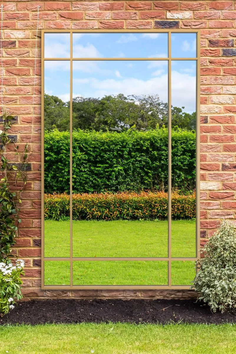 MirrorOutlet Gold Contemporary Wall & Leaner Garden Mirror 79"x 47" 200x120cm 2
