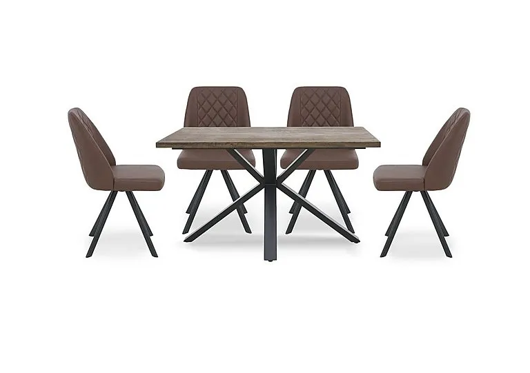 Jupiter Compact Dining Table with Star Base and 4 Swivel Chairs