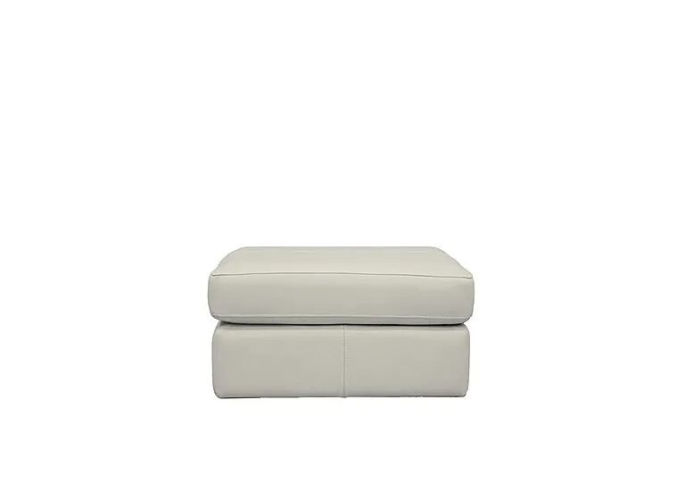Seattle Leather Footstool - Oxford Light Grey