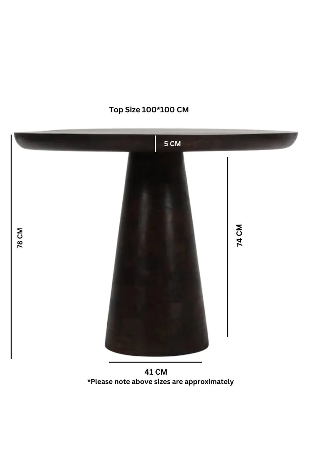 IH Design Bathwick Dark Mango Wood Round Dining Table in Dark Brown 3