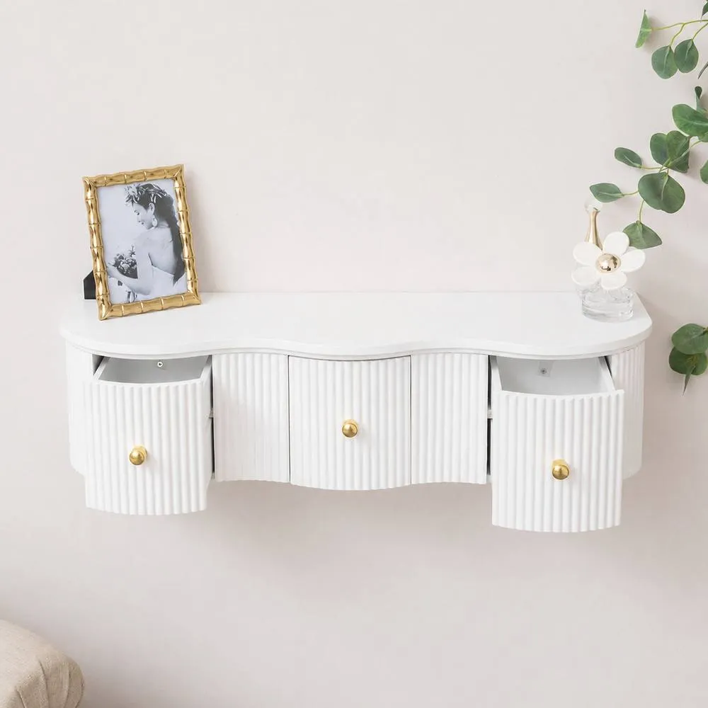Melody Maison Wall Mounted Floating Console & Dressing Table - Willow White Range 6