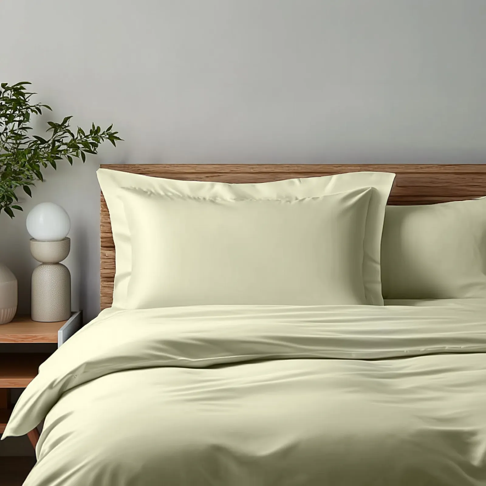 Snug City Luxury 400TC Sateen Cotton Oxford Pillowcase Pair Hotel Quality in Cream