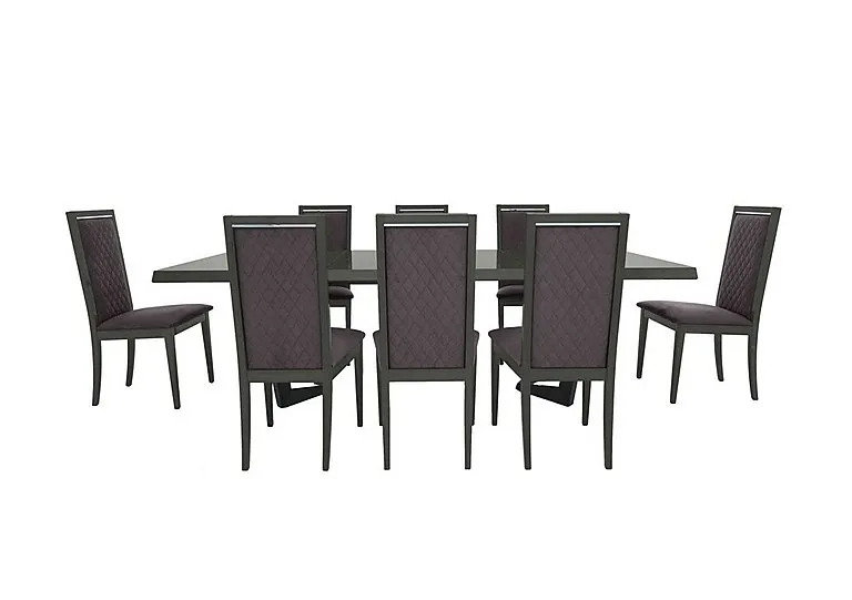 Palazzo 200cm Extending Dining Table in Silver Birch with 8 Rombi Chairs - Aquos Dark Grey - In Time for Christmas