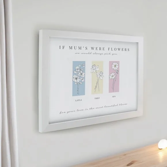 Personalised Birth Flower Family of 3 Framed Print 2