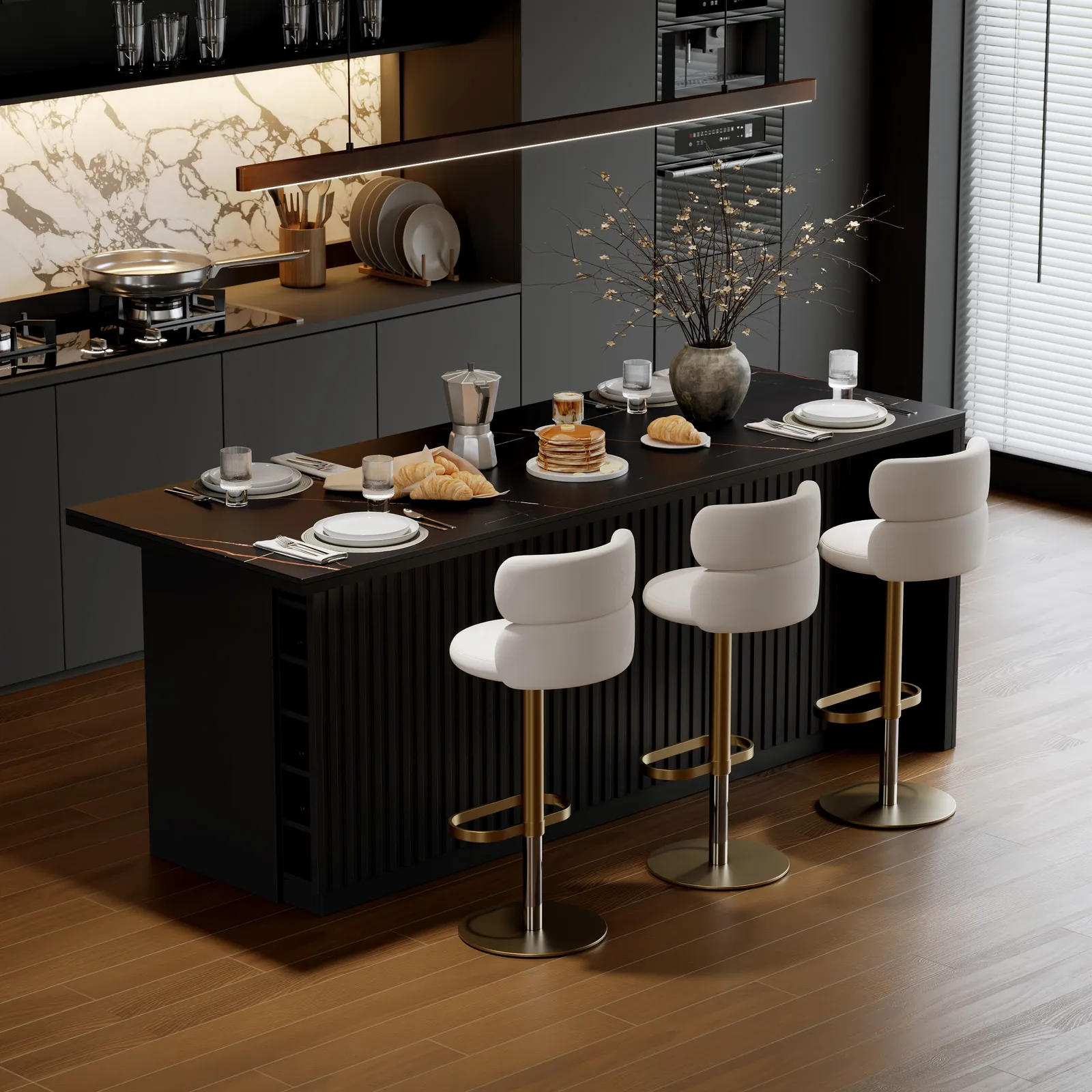 183 cm Sintered Stone Top Kitchen Island with Storage Black