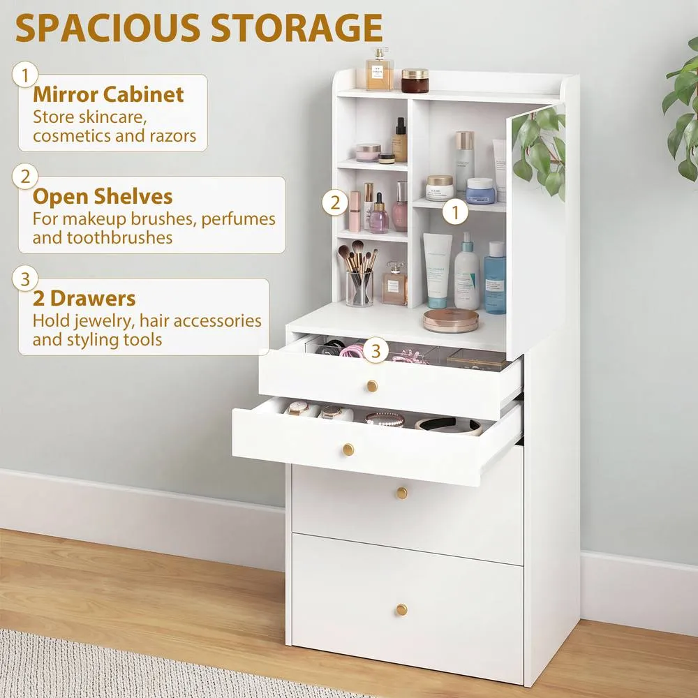 HOMCOM Dressing Table with Mirror & Stool, Makeup Desk with Drawers, White 6