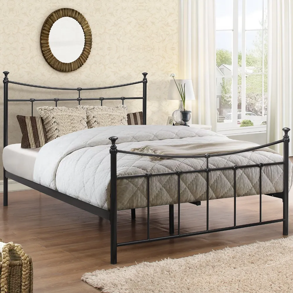 Emily - Double Black Metal Bed Frame - 4ft6 - Happy Beds