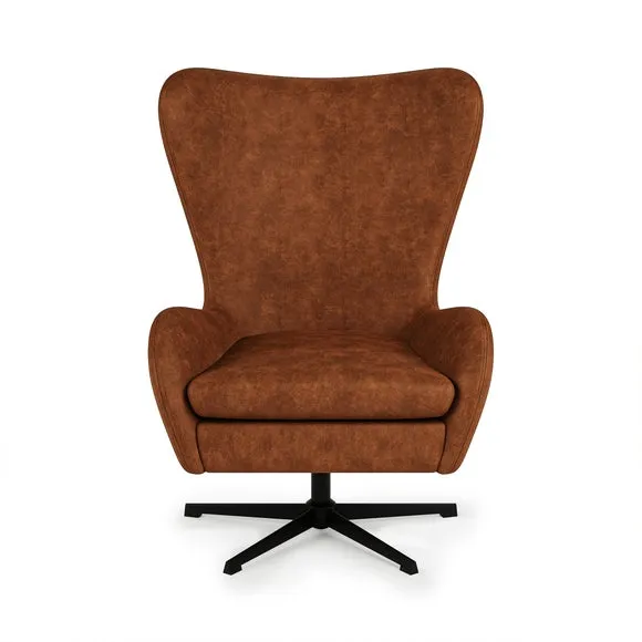 Kuvert Faux Leather Swivel Chair, Tan 3