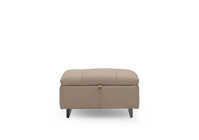 Gisella Leather Storage Footstool - Barley