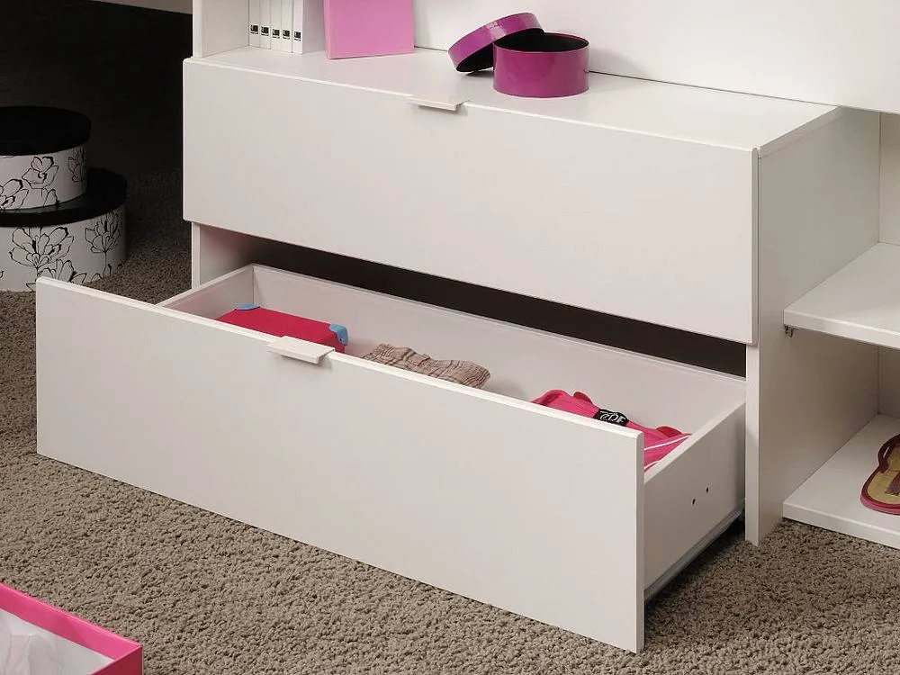 Vente-unique Bed With Desk & Storage - 90 X 200 Cm - White & Natural + Bed Base in Light Oak 5